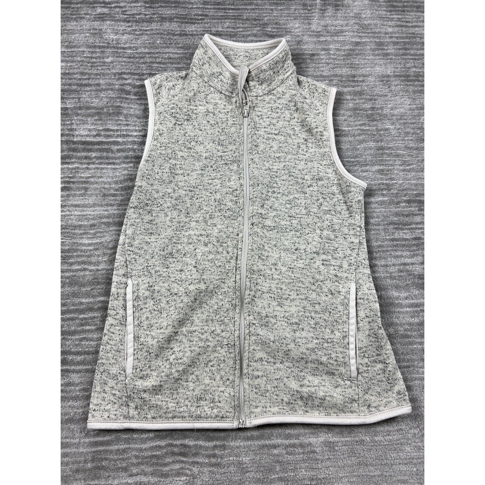 Magellan Outdoors Vest Womens M Gray Sweater Fleece Full Zip Marled Mock Neck